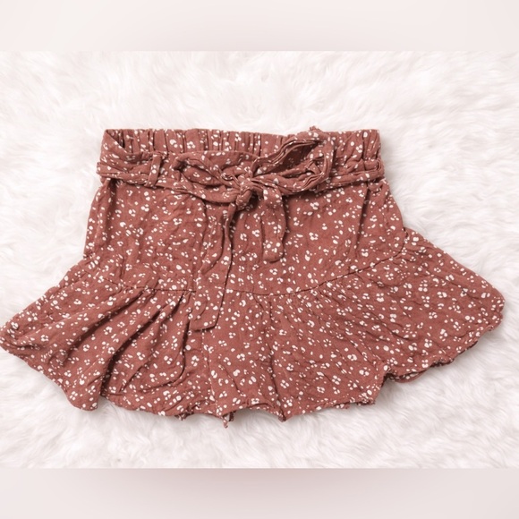 URBAN Romantics Pants - Urban Romantics Paperbag Waist Skort XS Mauve Boho Floral Tie Front Ruffle Mini
